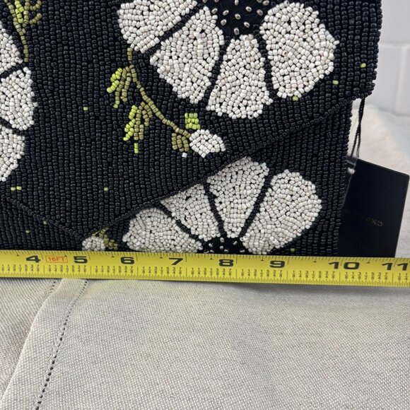 America and Beyond Beaded Clutch/Crossbody - Black, White and Floral - Picture 12 of 13